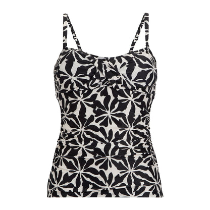 White-Black - Front - Regatta Womens-Ladies Aceana III Abstract Floral Tankini Top
