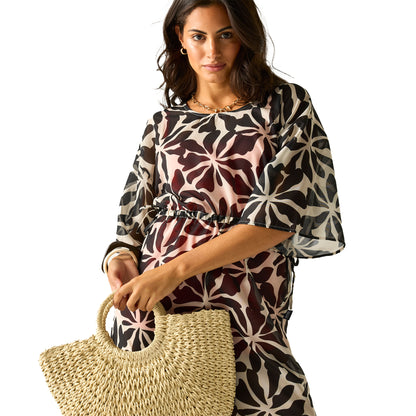 Black-White - Lifestyle - Regatta Womens-Ladies Avorno Abstract Floral Kaftan