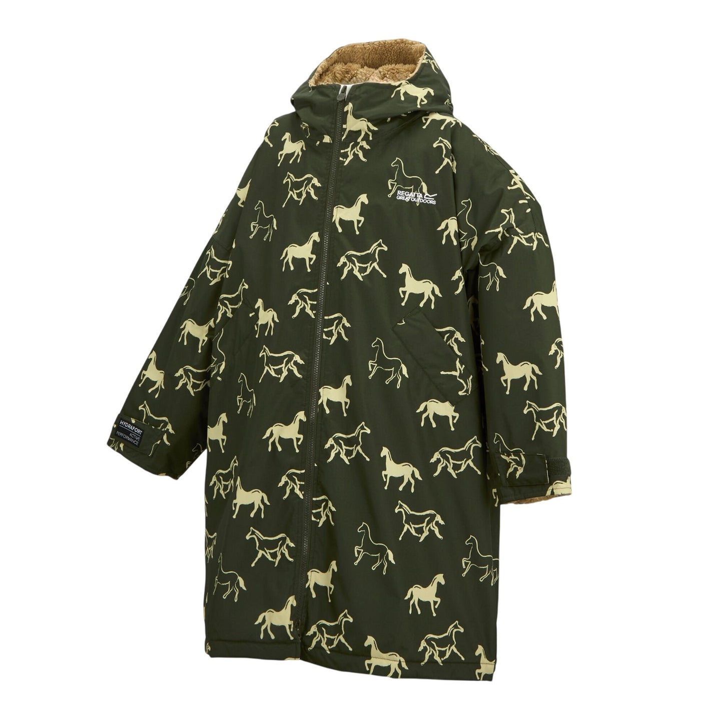 Dark Khaki - Side - Regatta Childrens-Kids Horse Waterproof Changing Robe