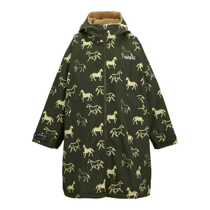 Dark Khaki - Front - Regatta Childrens-Kids Horse Waterproof Changing Robe
