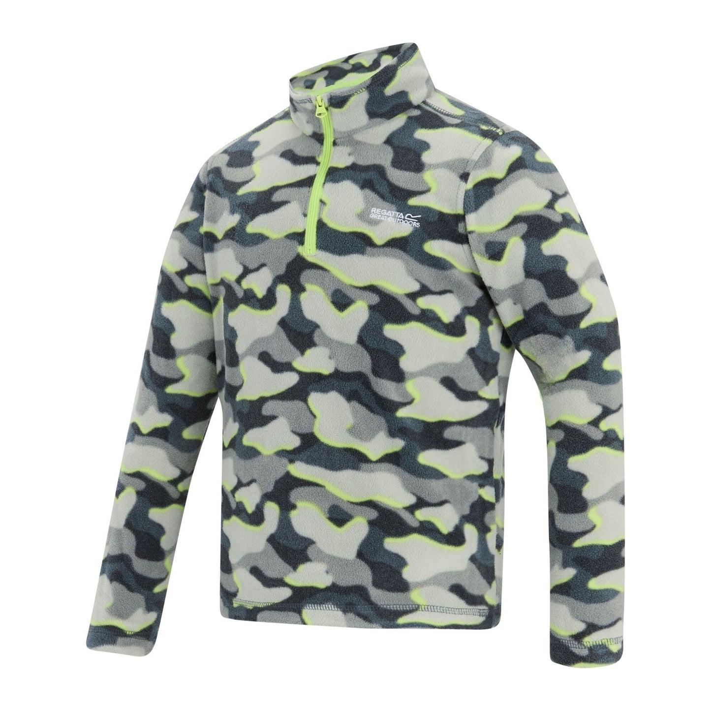 Dark Storm - Side - Regatta Childrens-Kids Hot Shot II Camo Fleece Top