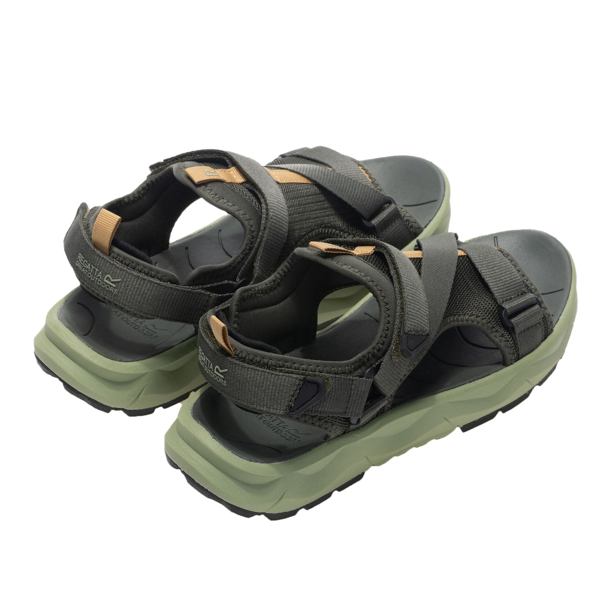 Dark Khaki-Wood Brown - Back - Regatta Mens Lito Sandals