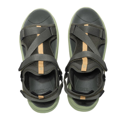 Dark Khaki-Wood Brown - Pack Shot - Regatta Mens Lito Sandals