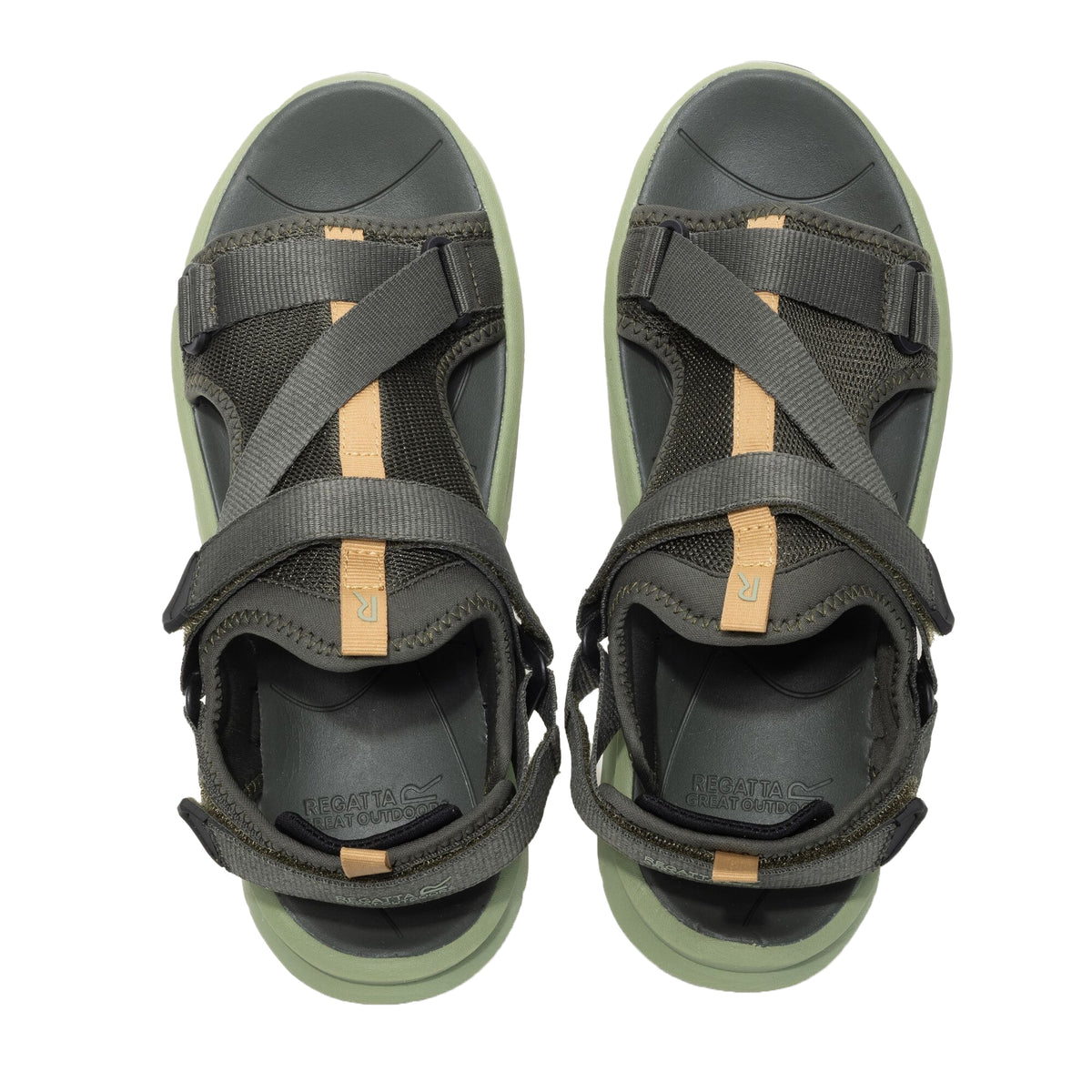 Dark Khaki-Wood Brown - Pack Shot - Regatta Mens Lito Sandals