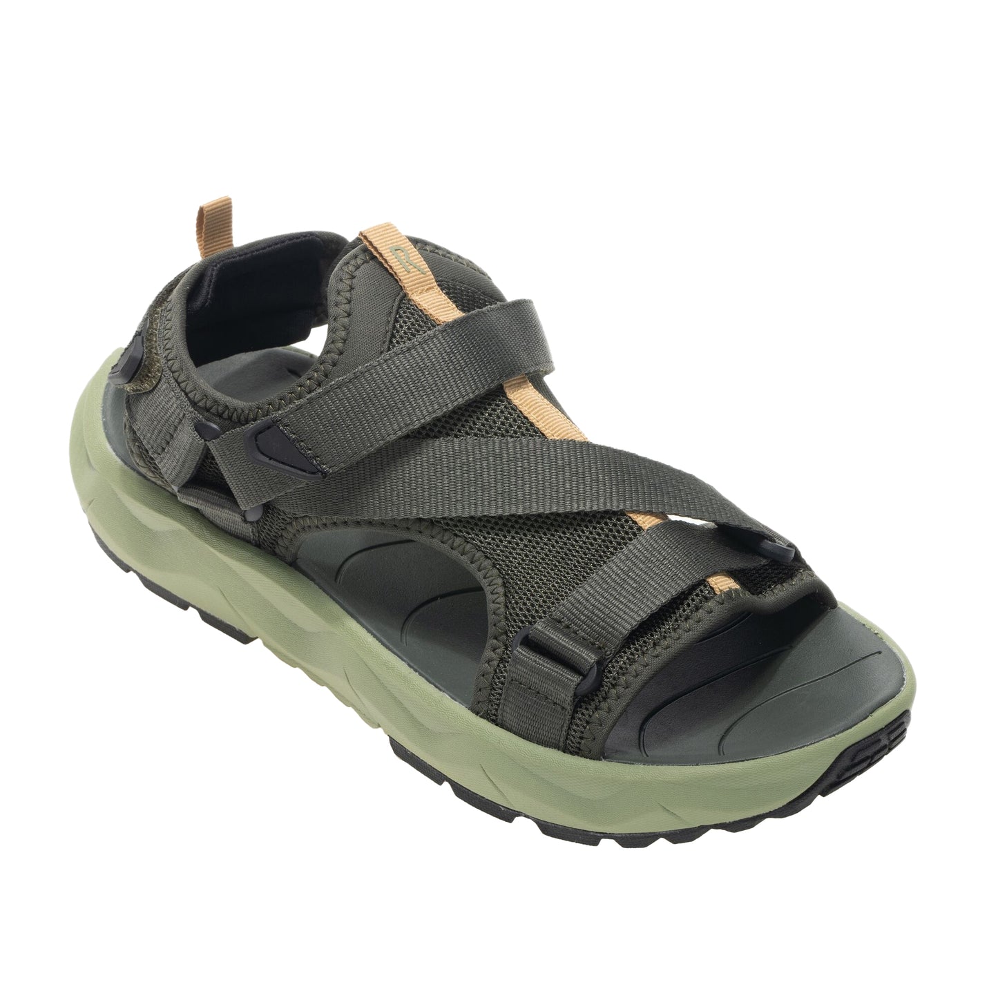 Dark Khaki-Wood Brown - Front - Regatta Mens Lito Sandals