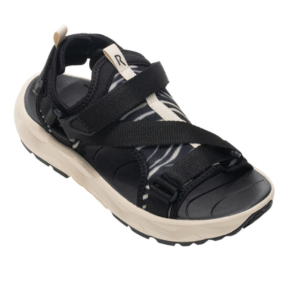 Black-White - Front - Regatta Womens-Ladies Lito Zebra Print Sandals