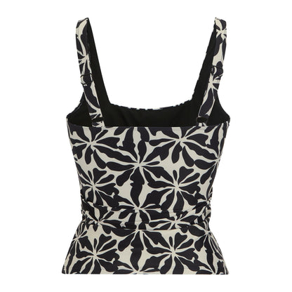 Black-White - Back - Regatta Womens-Ladies Loria Abstract Floral Tankini Top