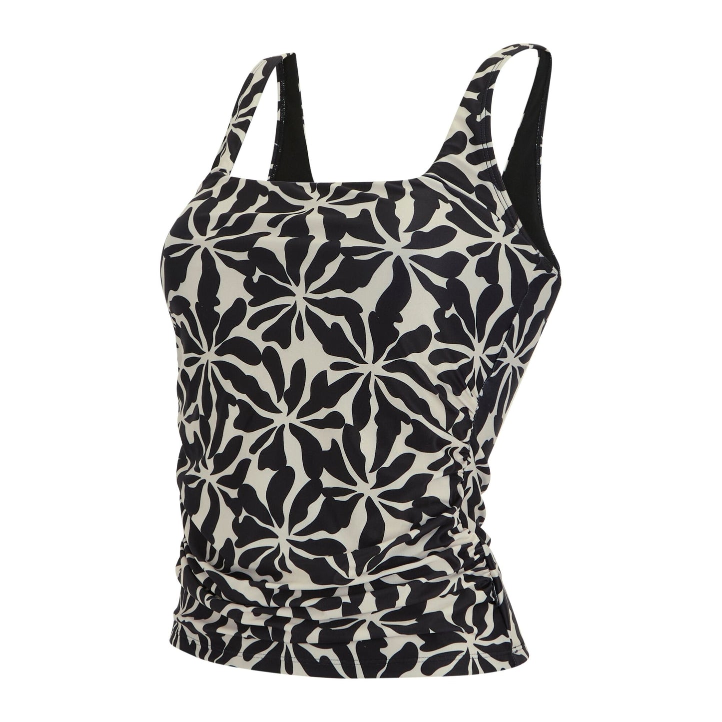 Black-White - Side - Regatta Womens-Ladies Loria Abstract Floral Tankini Top
