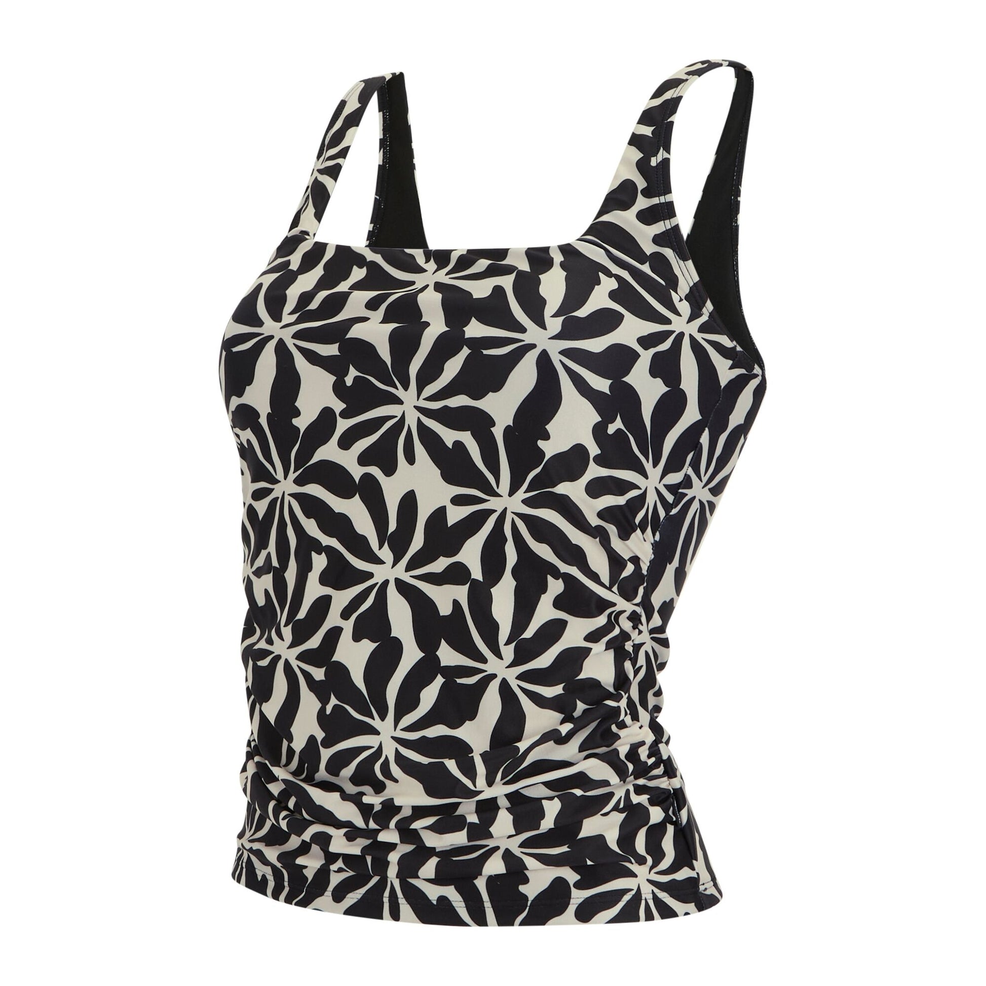 Black-White - Side - Regatta Womens-Ladies Loria Abstract Floral Tankini Top