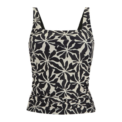 Black-White - Front - Regatta Womens-Ladies Loria Abstract Floral Tankini Top