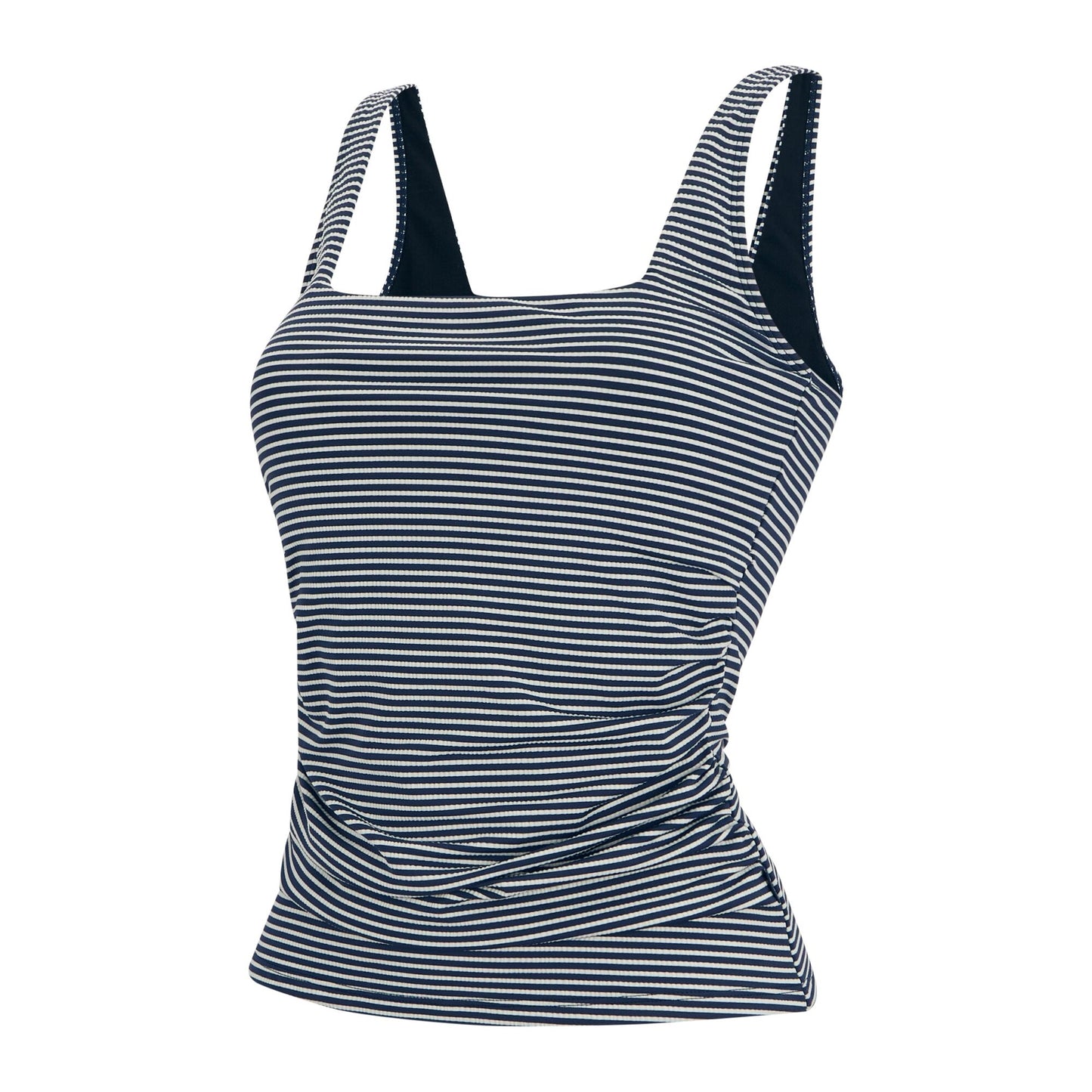 Navy-White - Side - Regatta Womens-Ladies Loria Stripe Seersucker Tankini Top