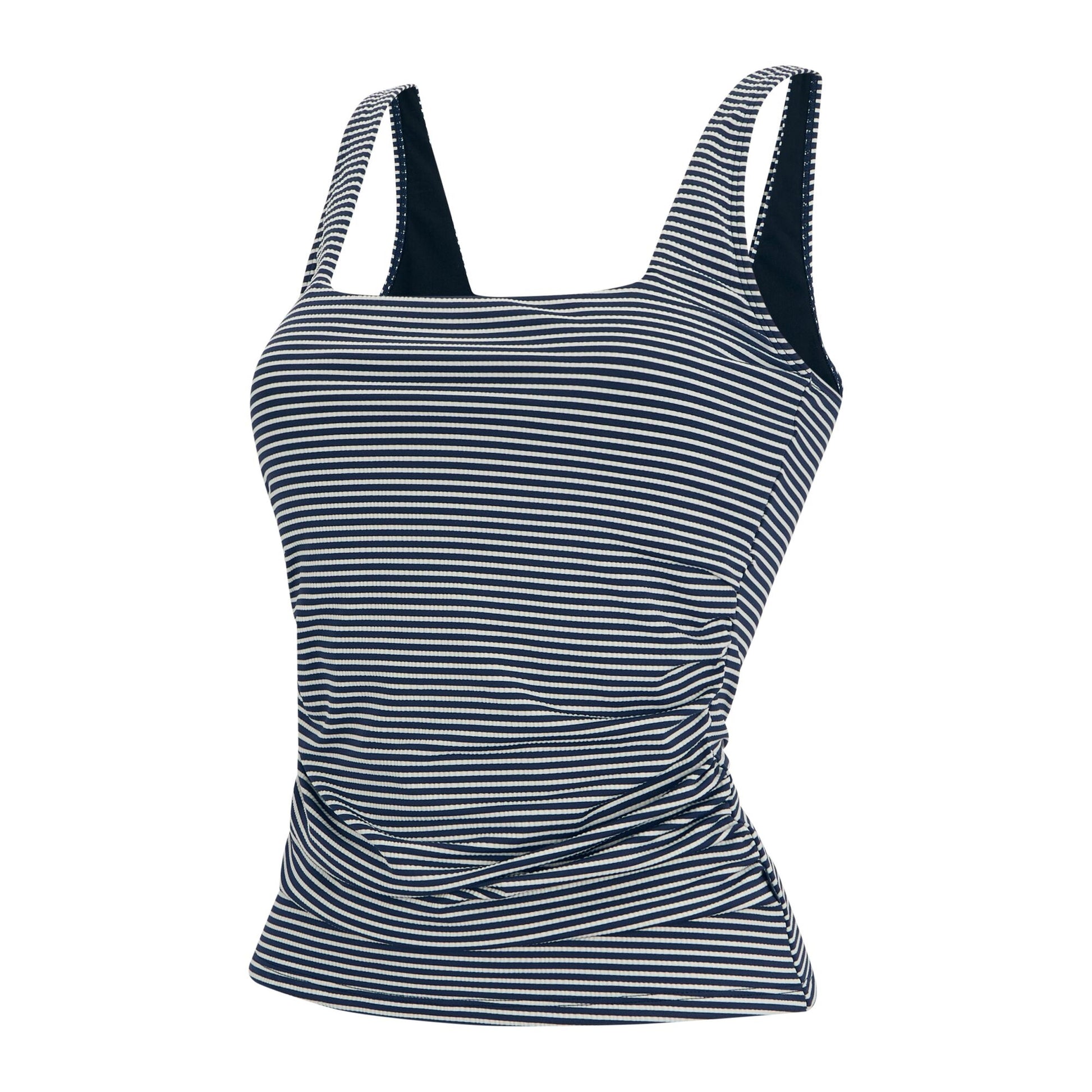 Navy-White - Side - Regatta Womens-Ladies Loria Stripe Seersucker Tankini Top