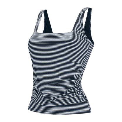 Navy-White - Side - Regatta Womens-Ladies Loria Stripe Seersucker Tankini Top