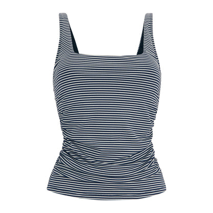 Navy-White - Front - Regatta Womens-Ladies Loria Stripe Seersucker Tankini Top
