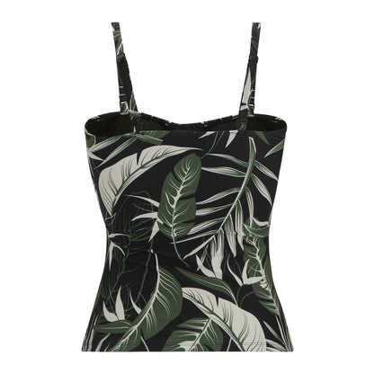 Green-White-Black - Back - Regatta Womens-Ladies Aceana III Tropical Leaves Tankini Top