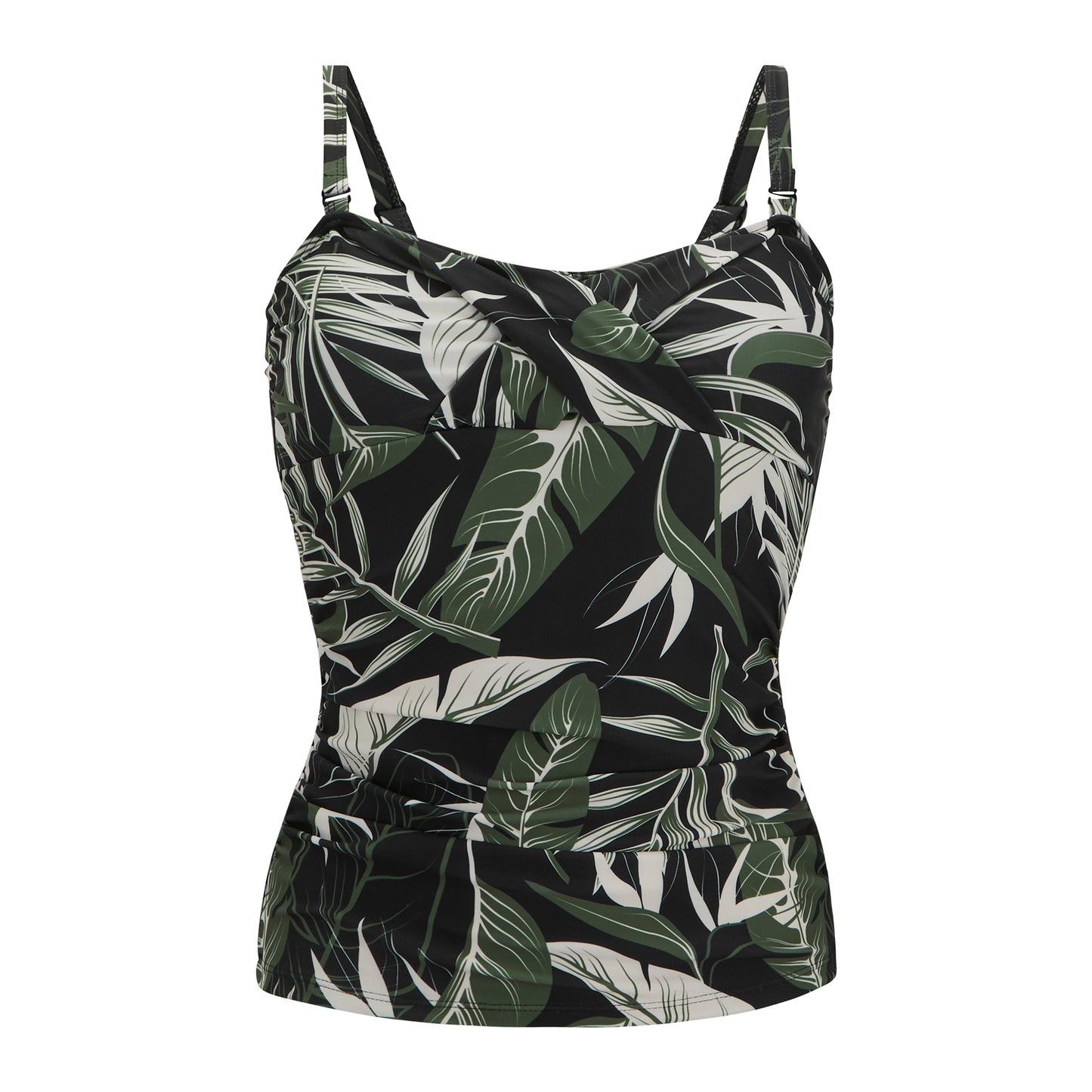 Green-White-Black - Front - Regatta Womens-Ladies Aceana III Tropical Leaves Tankini Top