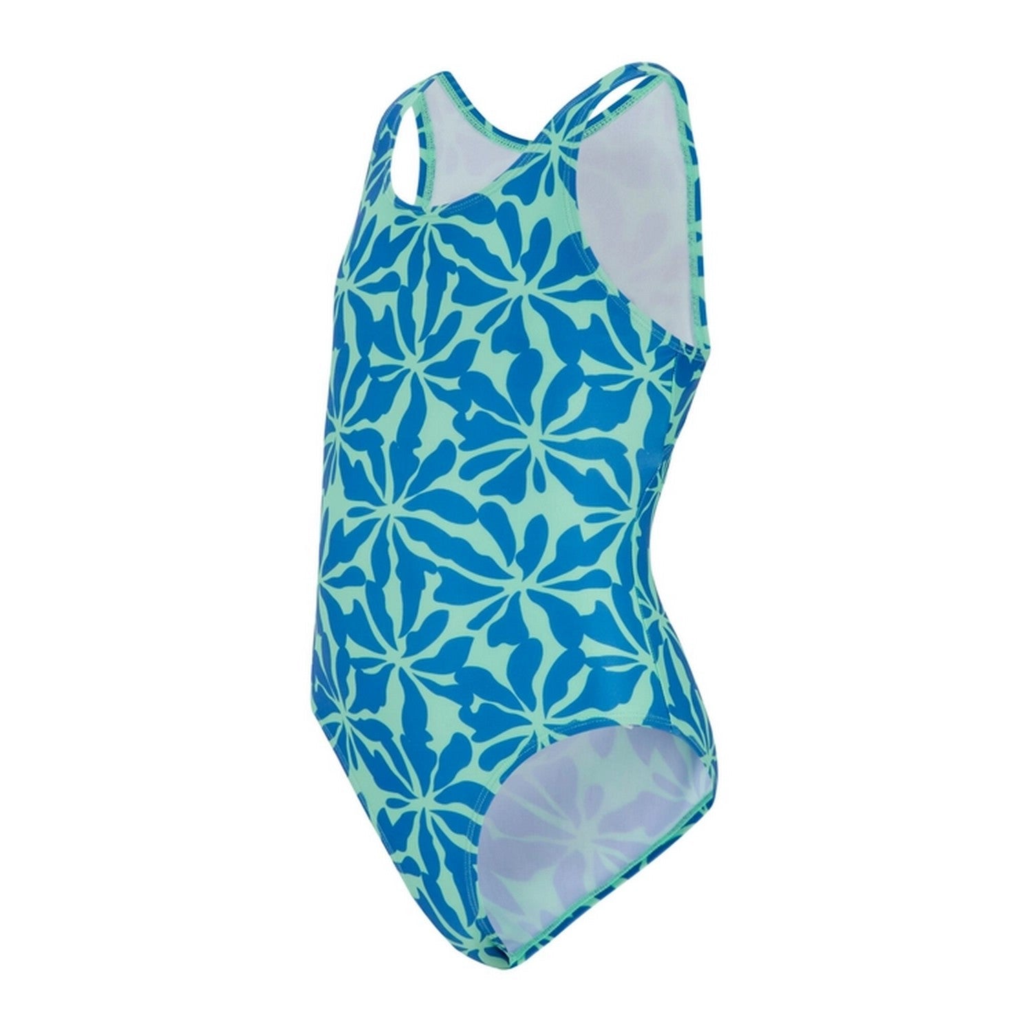 Sonic Blue - Side - Regatta Girls Floral One Piece Swimsuit
