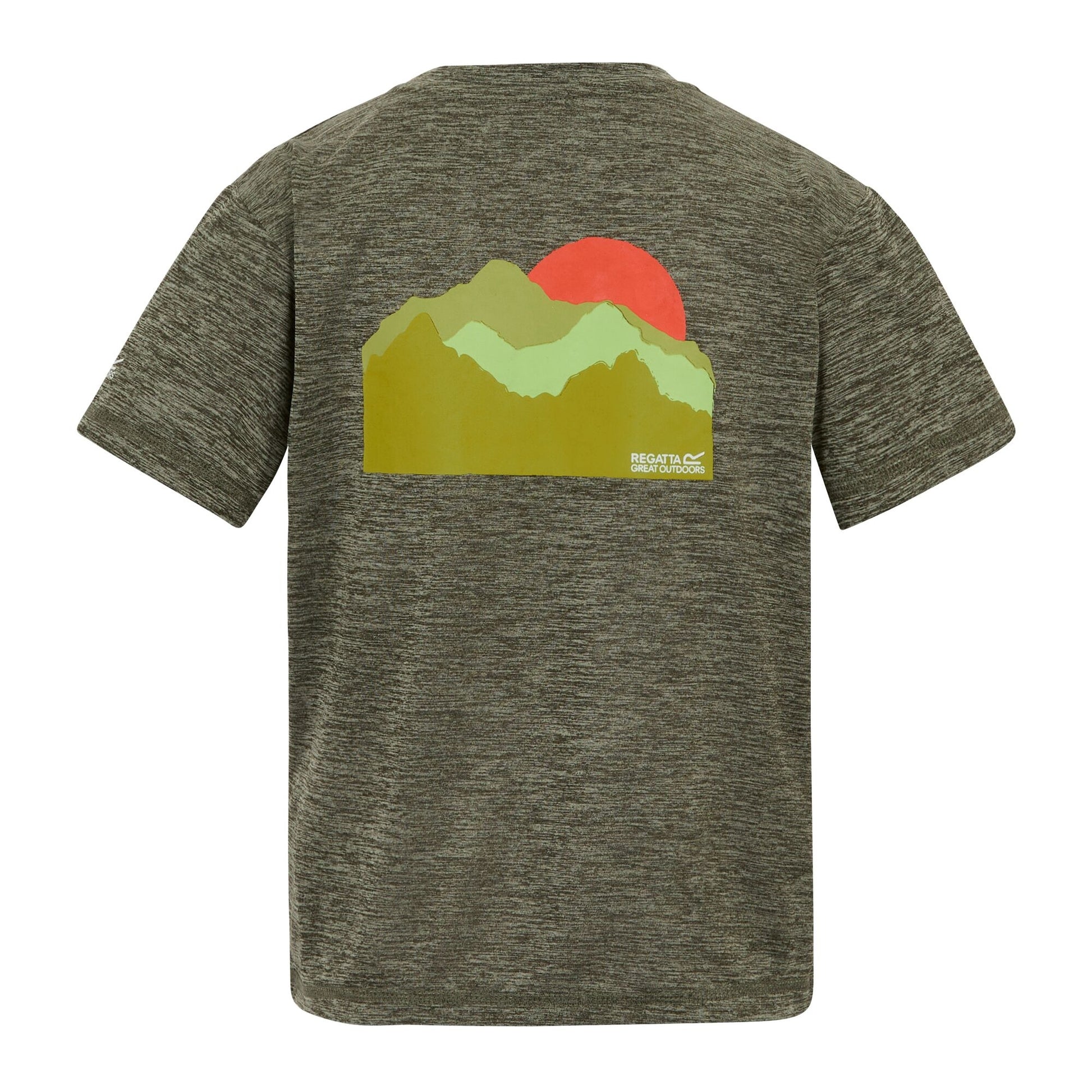 Dark Khaki Marl - Back - Regatta Childrens-Kids Alvarado Back Print T-Shirt
