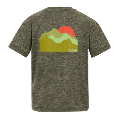 Dark Khaki Marl - Back - Regatta Childrens-Kids Alvarado Back Print T-Shirt