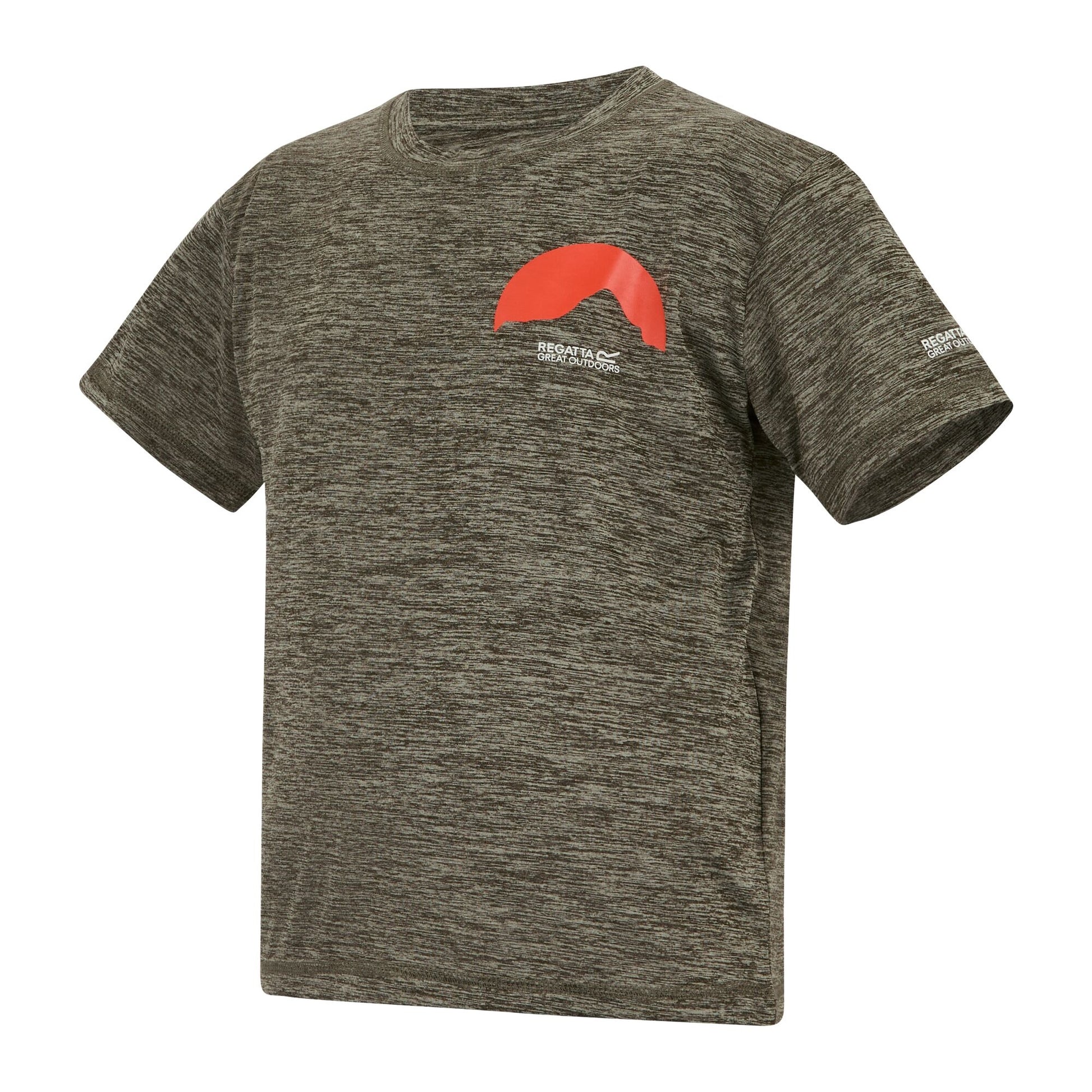 Dark Khaki Marl - Side - Regatta Childrens-Kids Alvarado Back Print T-Shirt