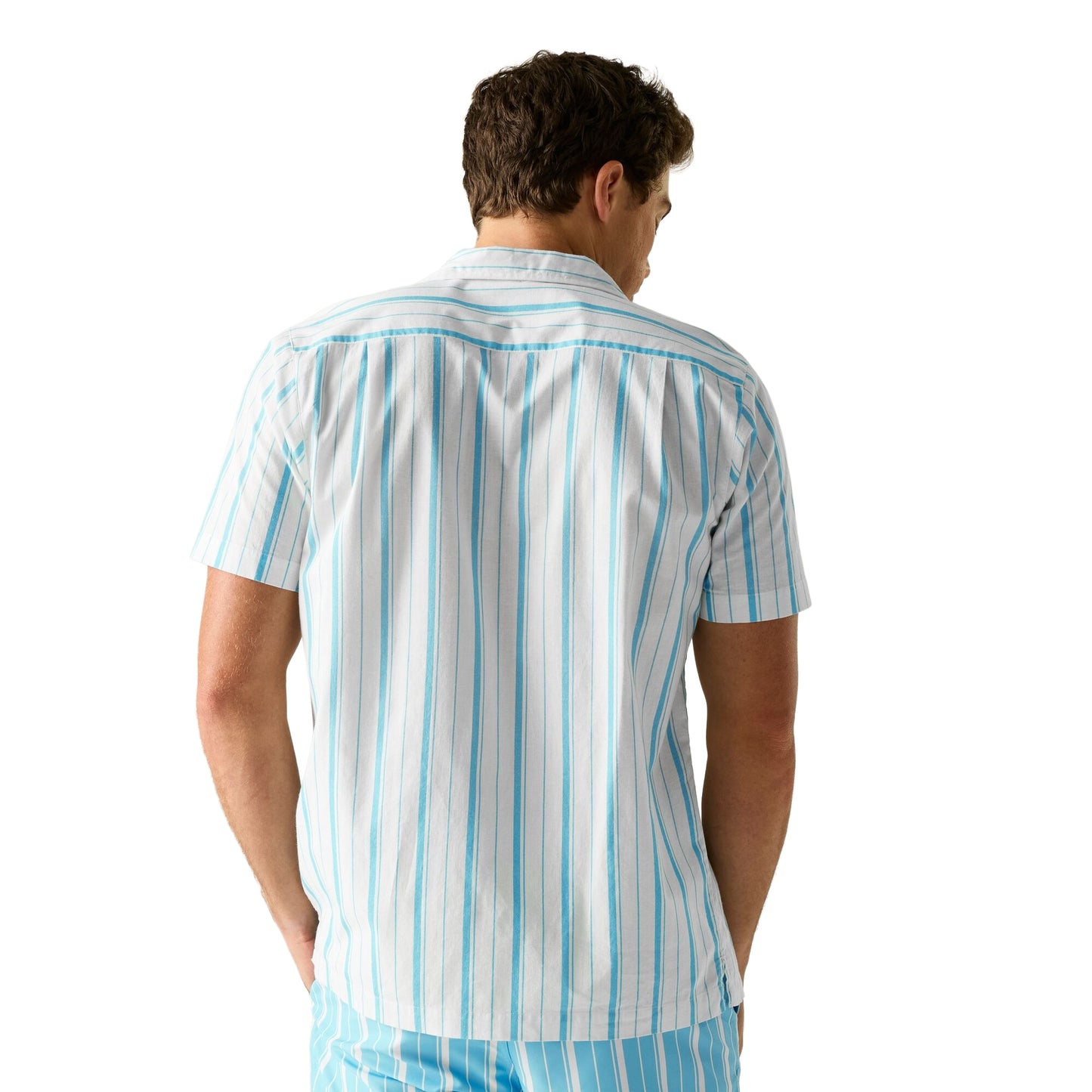 White-Nordic Blue - Pack Shot - Regatta Mens Hadlin Shirt