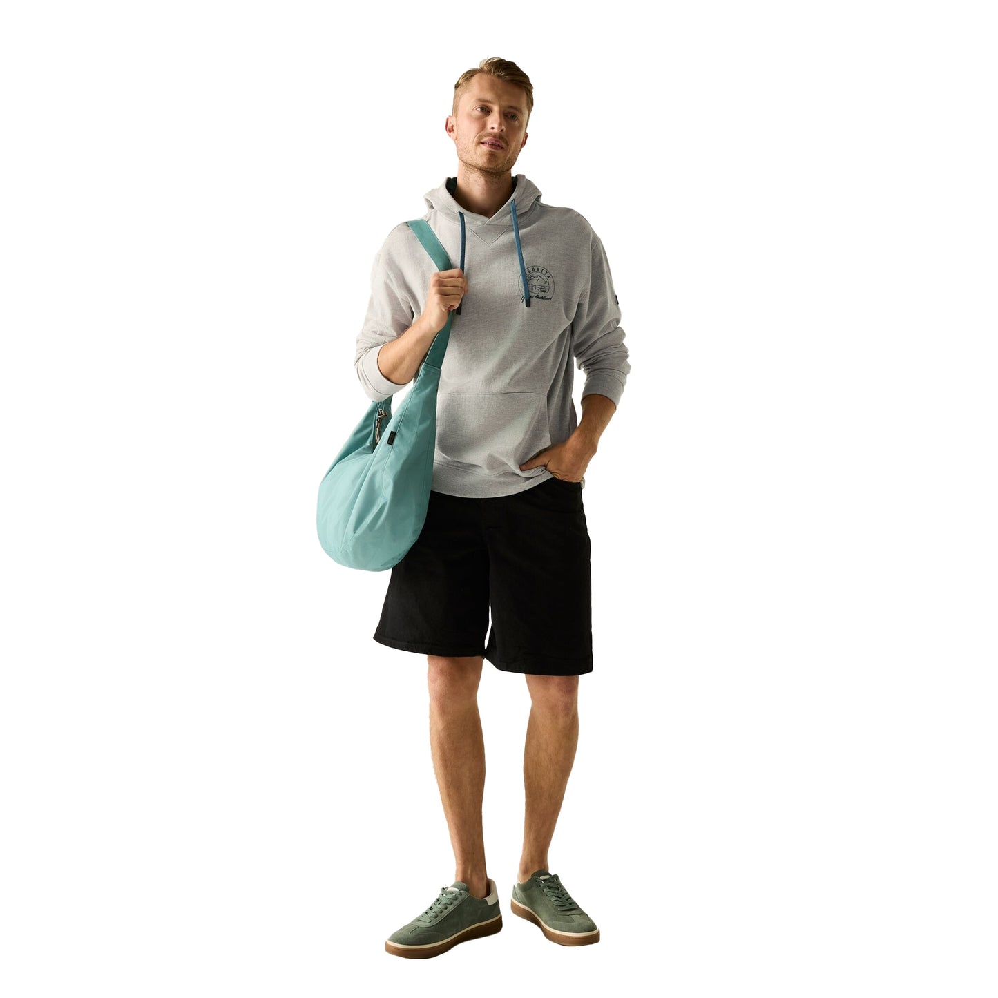 Grey Marl-Mediterranea - Pack Shot - Regatta Mens Cline Back Print Hoodie