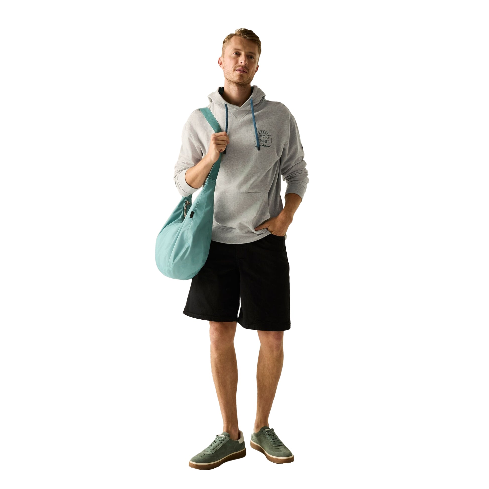 Grey Marl-Mediterranea - Pack Shot - Regatta Mens Cline Back Print Hoodie