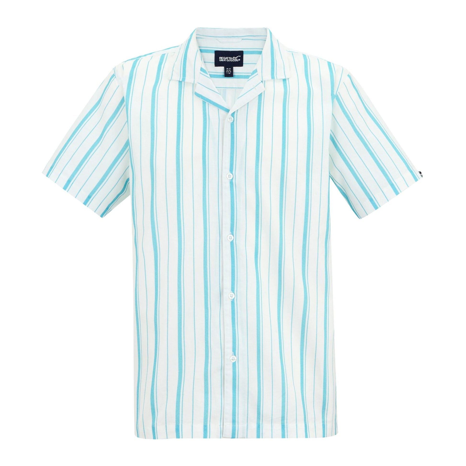 White-Nordic Blue - Front - Regatta Mens Hadlin Striped Shirt