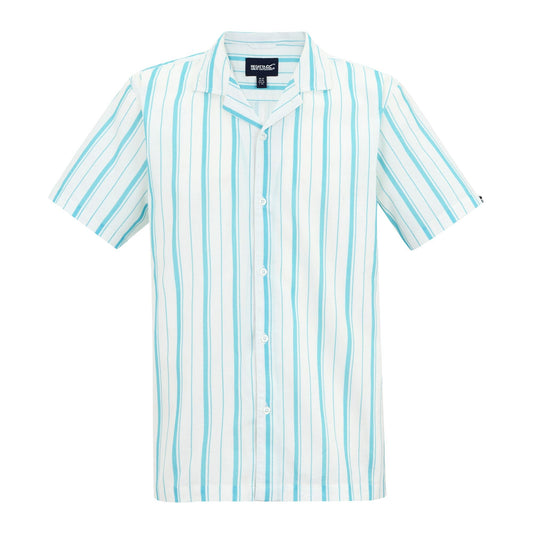 White-Nordic Blue - Front - Regatta Mens Hadlin Striped Shirt