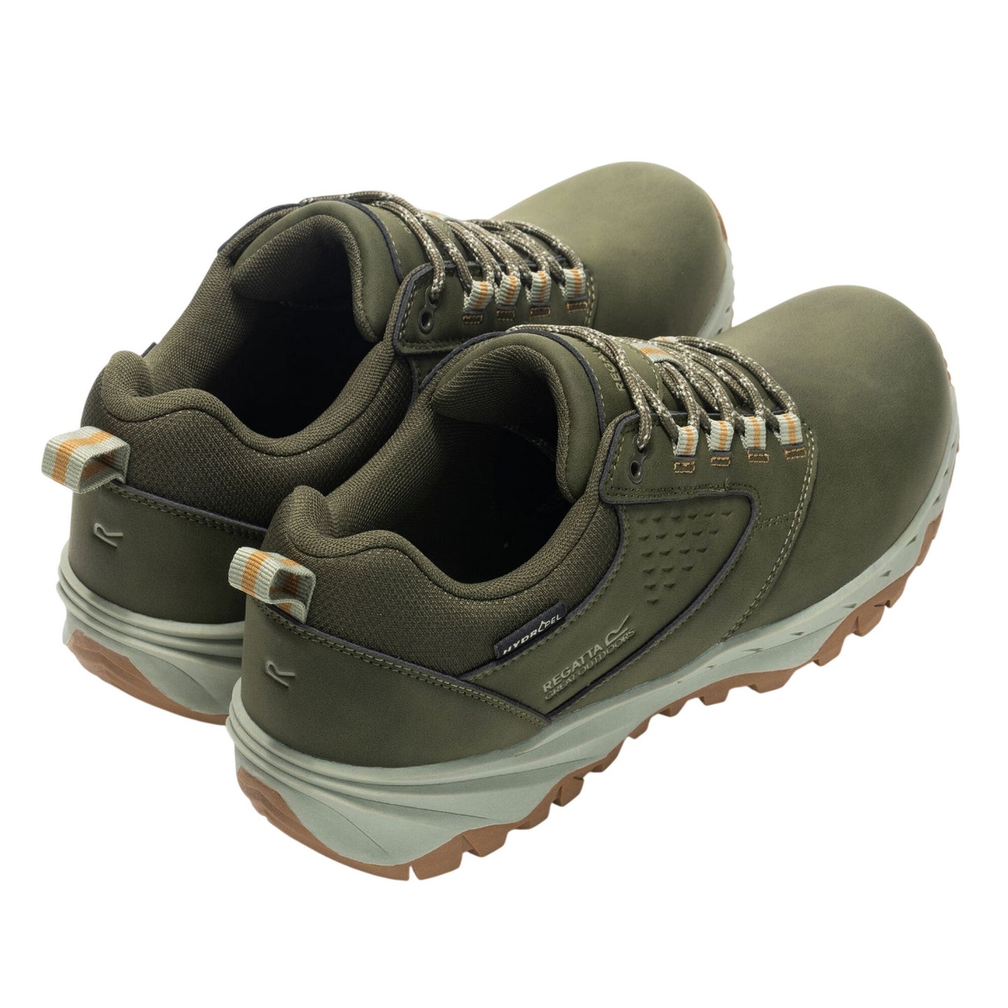 Dark Khaki-Wood Brown - Pack Shot - Regatta Mens Amble Waterproof Low Cut Walking Shoes