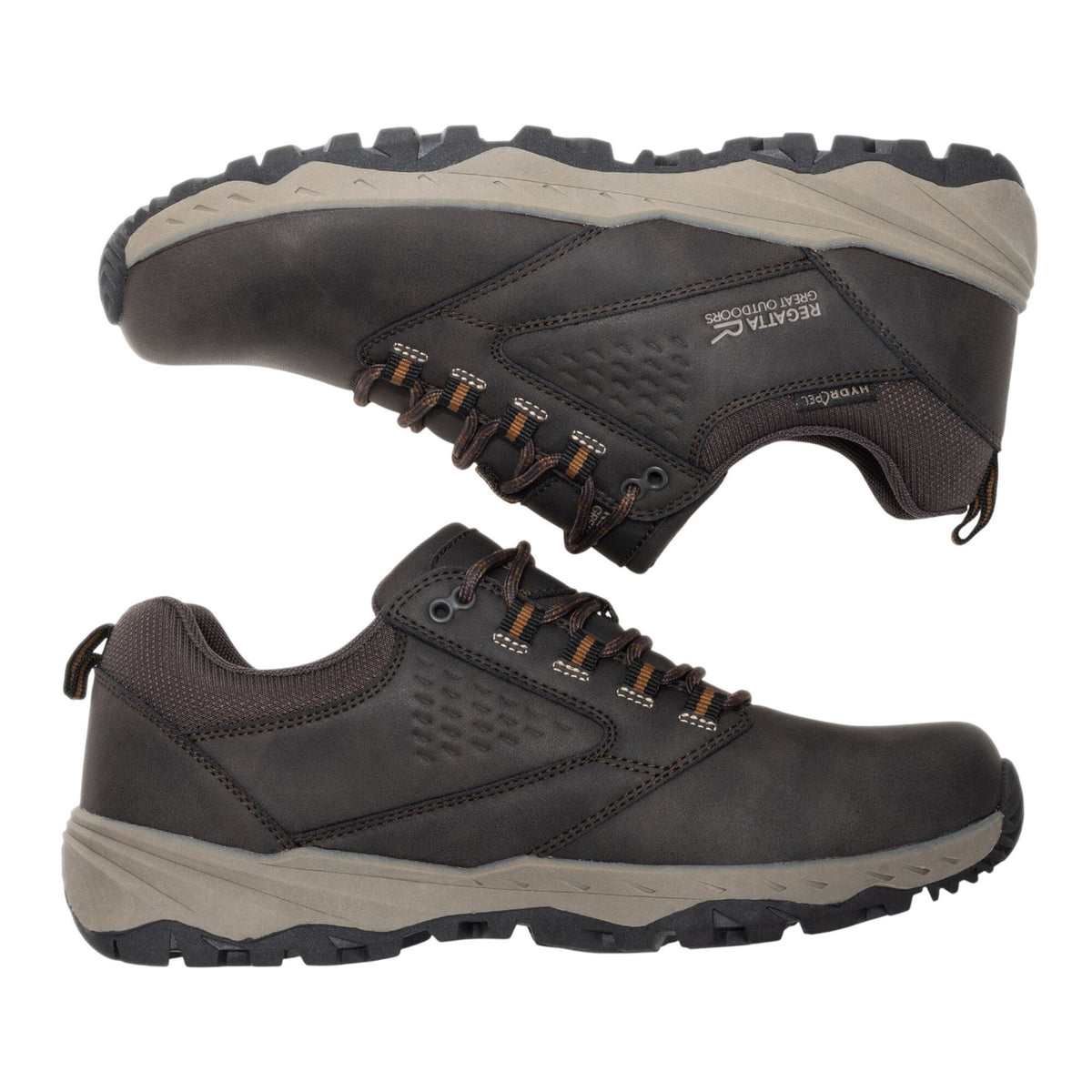 Peat-Tan - Close up - Regatta Mens Amble Waterproof Low Cut Walking Shoes