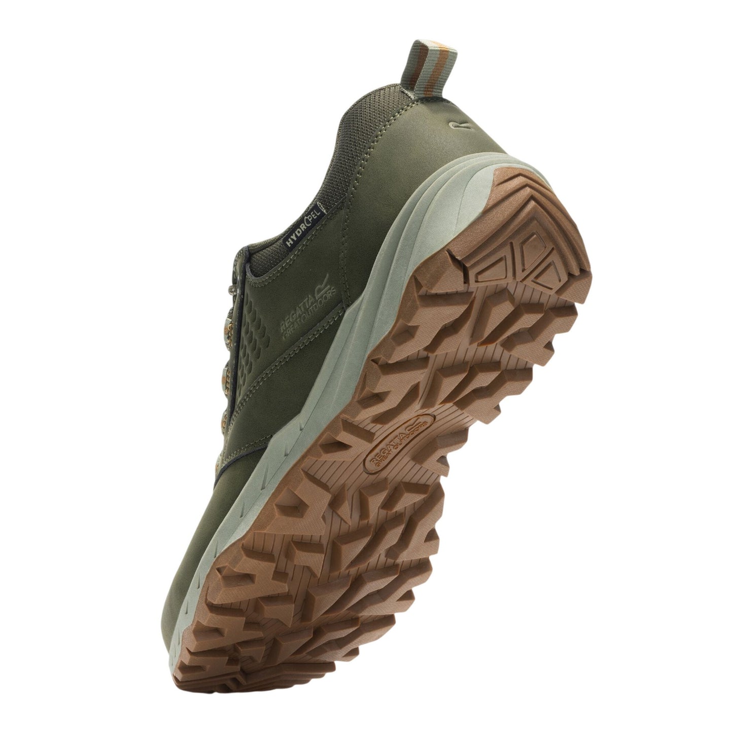 Dark Khaki-Wood Brown - Back - Regatta Mens Amble Waterproof Low Cut Walking Shoes
