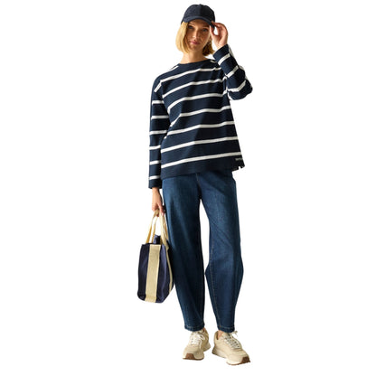 Navy-White - Pack Shot - Regatta Womens-Ladies Avira Sweatshirt