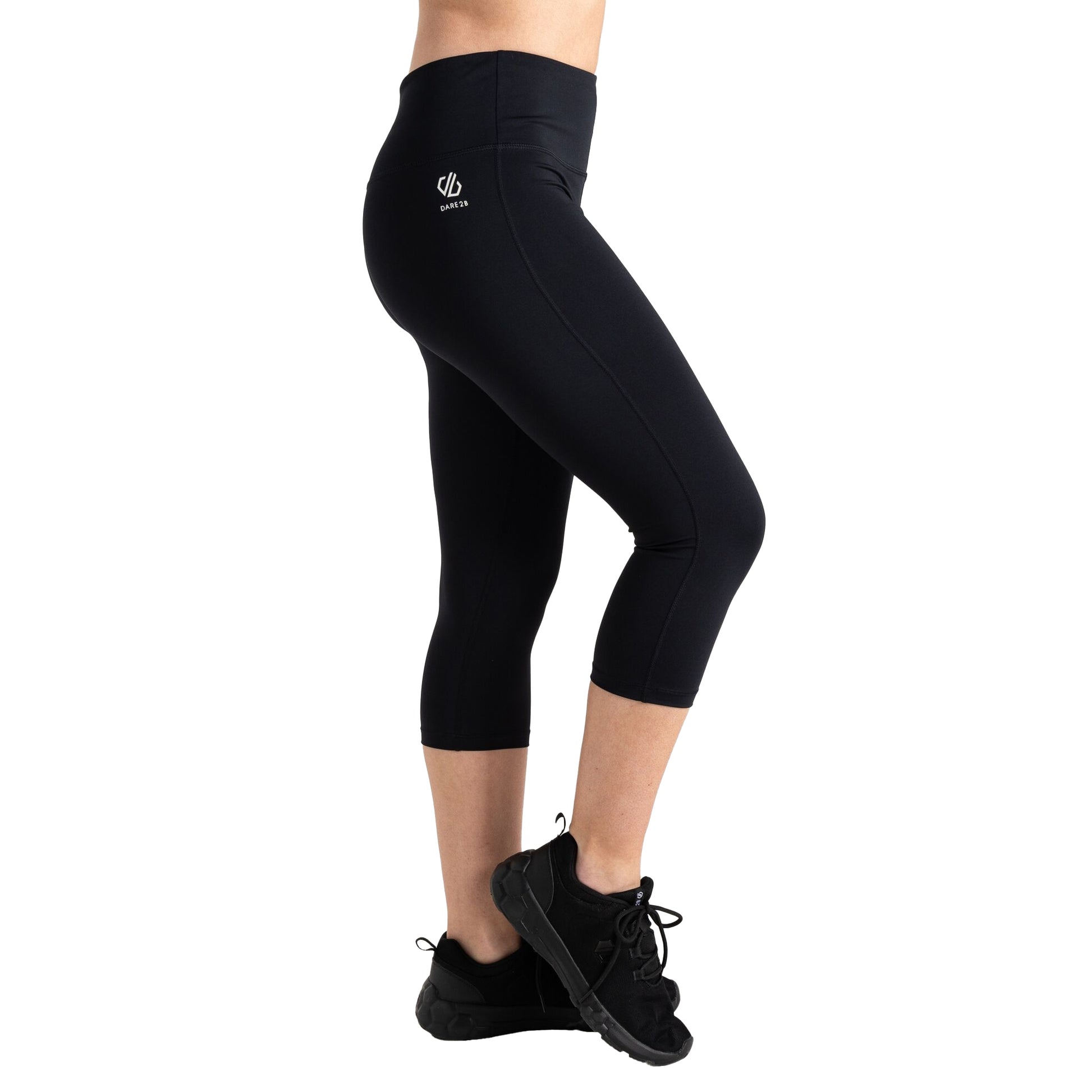 Black - Back - Regatta Womens-Ladies Dash Print 3-4 Length Gym Leggings