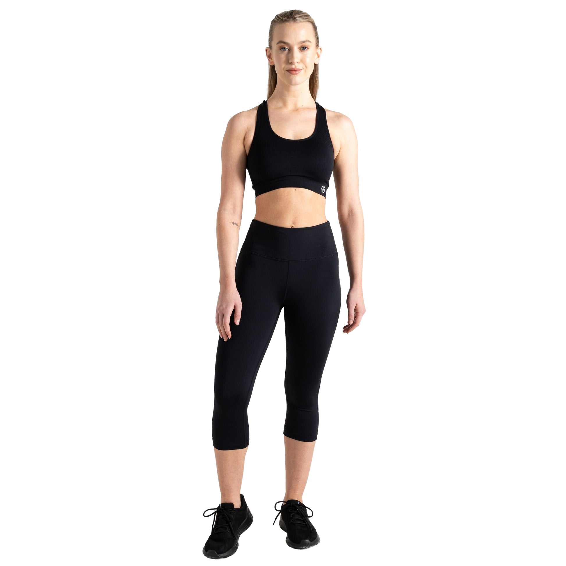 Black - Lifestyle - Regatta Womens-Ladies Dash Print 3-4 Length Gym Leggings