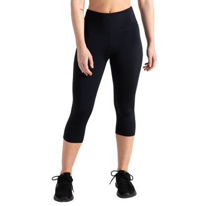Black - Front - Regatta Womens-Ladies Dash Print 3-4 Length Gym Leggings