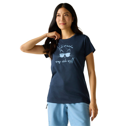 Navy Blue - Lifestyle - Regatta Womens-Ladies Fingal Slogan Cat T-Shirt