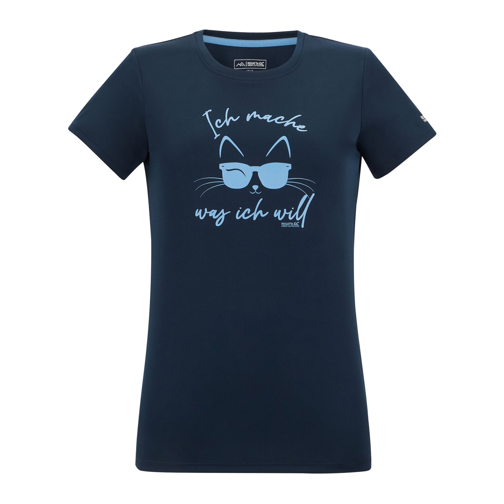 Navy Blue - Front - Regatta Womens-Ladies Fingal Slogan Cat T-Shirt