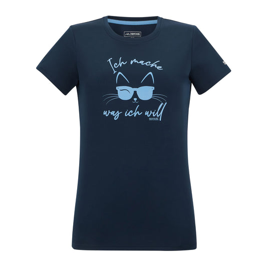 Navy Blue - Front - Regatta Womens-Ladies Fingal Slogan Cat T-Shirt
