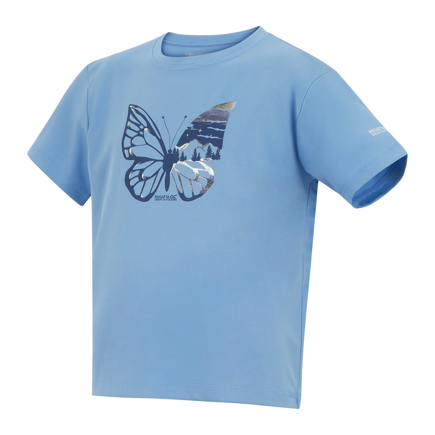 Denim Blue - Side - Regatta Childrens-Kids Aria Butterfly T-Shirt