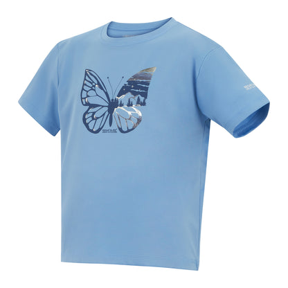 Denim Blue - Side - Regatta Childrens-Kids Aria Butterfly T-Shirt