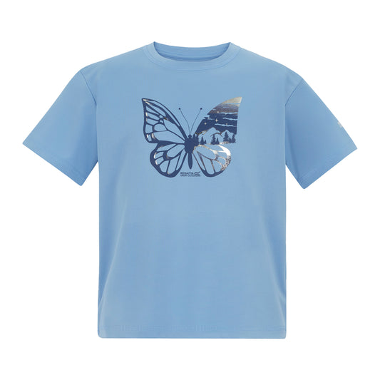 Denim Blue - Front - Regatta Childrens-Kids Aria Butterfly T-Shirt