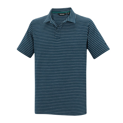 Moonlight Denim-White - Side - Regatta Mens Hadvo Stripe Polo Shirt