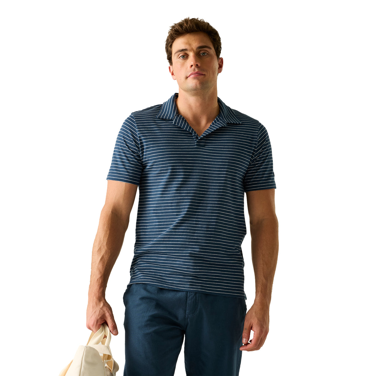 Moonlight Denim-White - Lifestyle - Regatta Mens Hadvo Stripe Polo Shirt