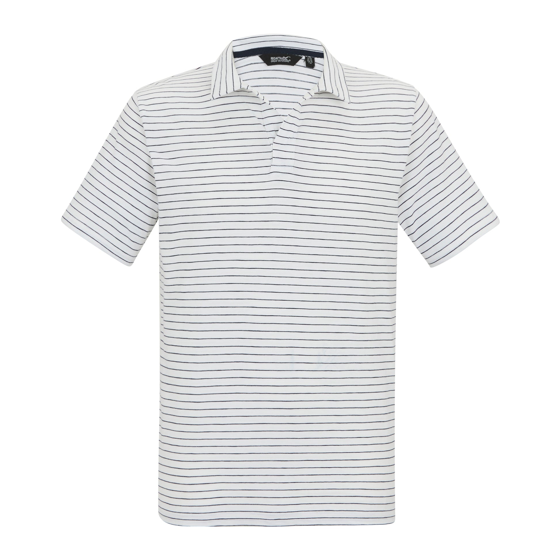 White-Navy - Front - Regatta Mens Hadvo Stripe Polo Shirt