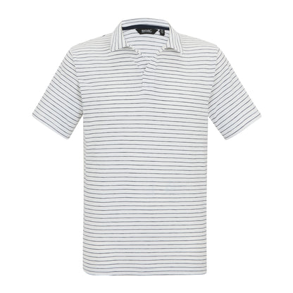 White-Navy - Front - Regatta Mens Hadvo Stripe Polo Shirt