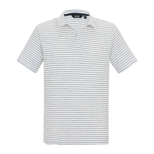 White-Navy - Front - Regatta Mens Hadvo Stripe Polo Shirt