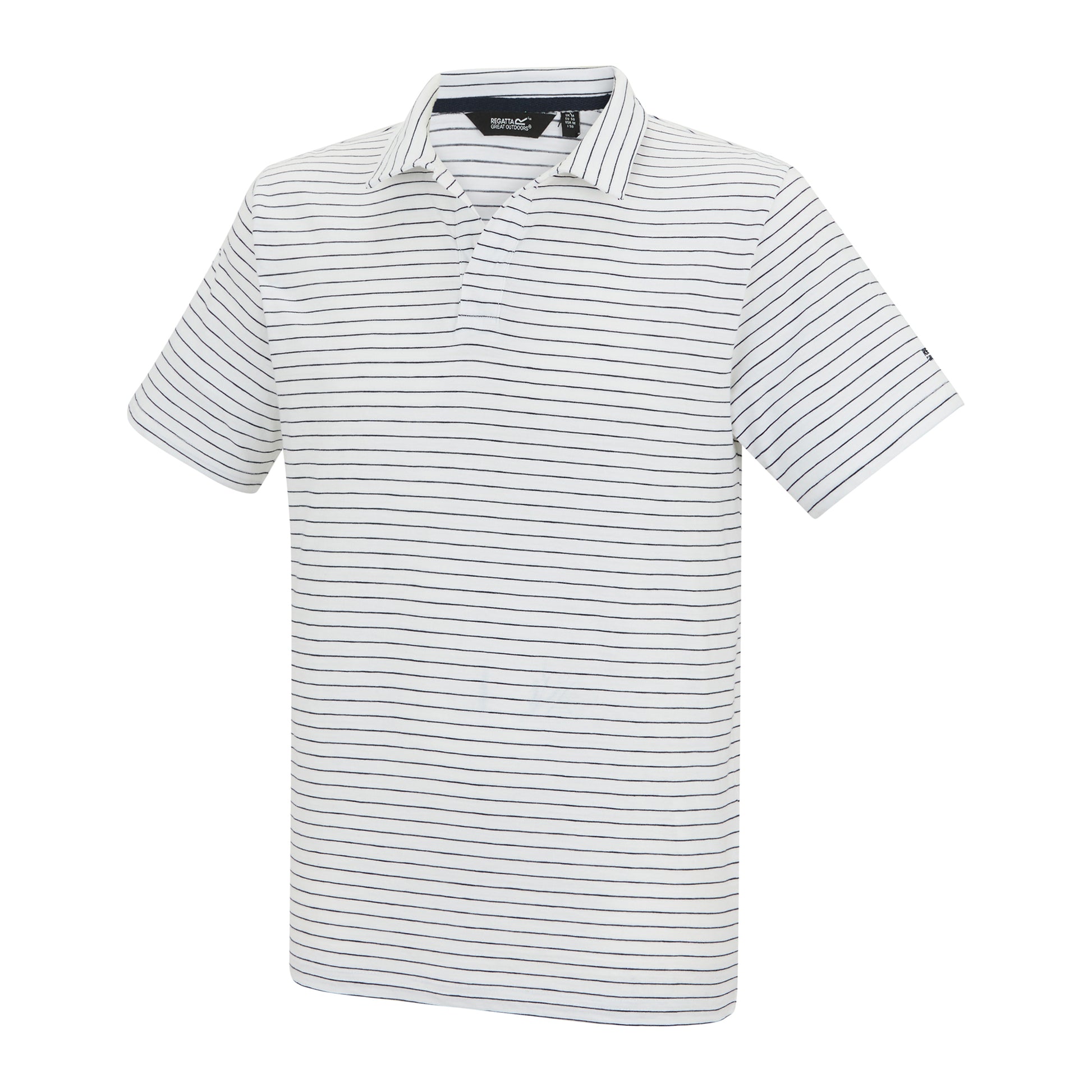 White-Navy - Side - Regatta Mens Hadvo Stripe Polo Shirt