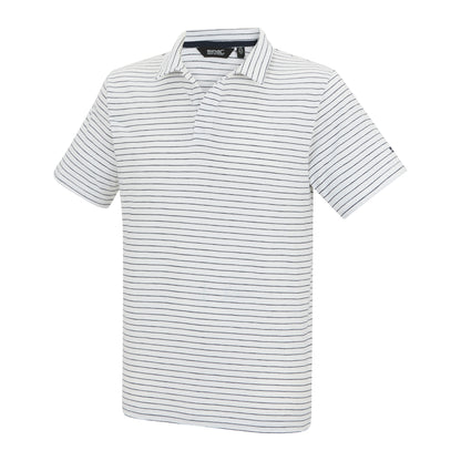 White-Navy - Side - Regatta Mens Hadvo Stripe Polo Shirt