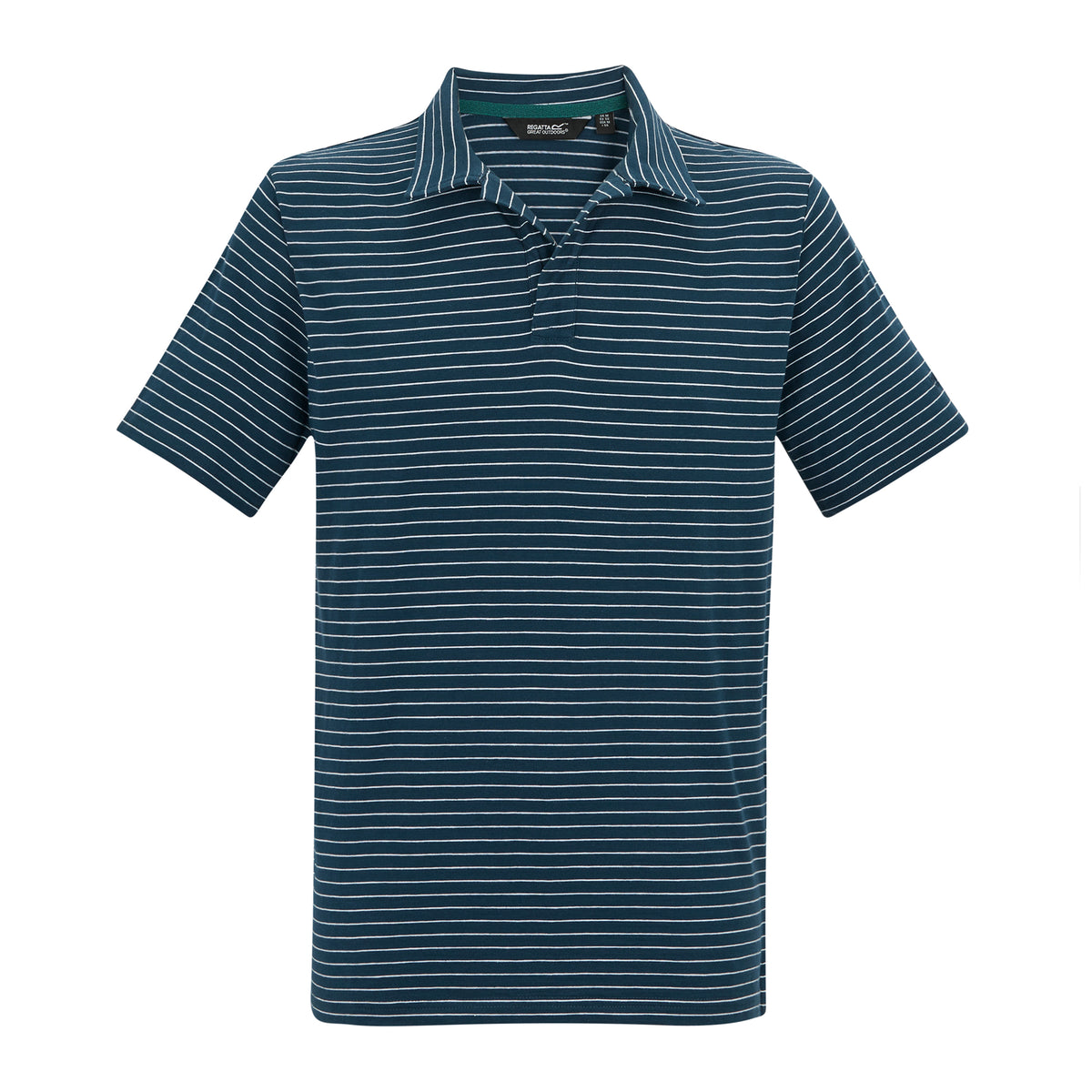 Moonlight Denim-White - Front - Regatta Mens Hadvo Stripe Polo Shirt